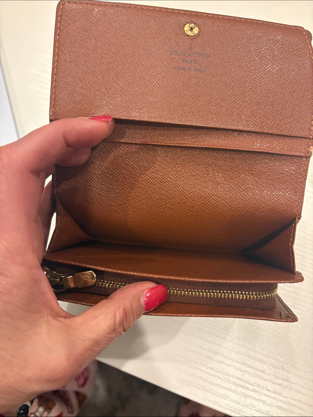 Louis Vuitton Monogram Canvas Trifold Wallet - Brown & Gold with Unbranded Chain - Picture 10 of 12